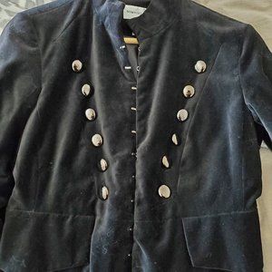 One of a kind military style Black Velvet Coat.